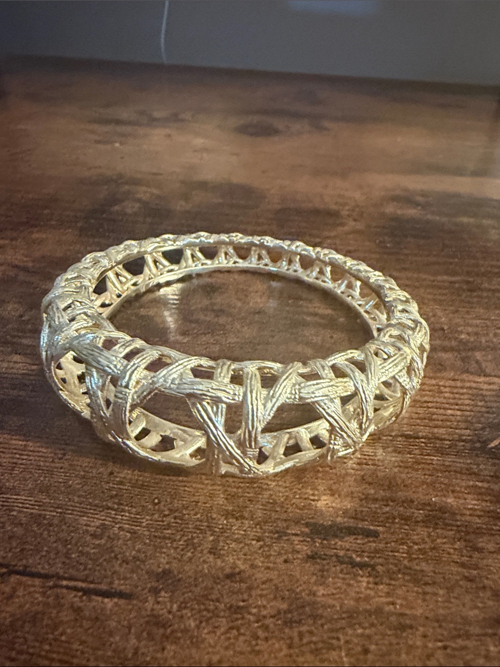 Source Unknown Braided Metallic Gold Bangle Bracelet